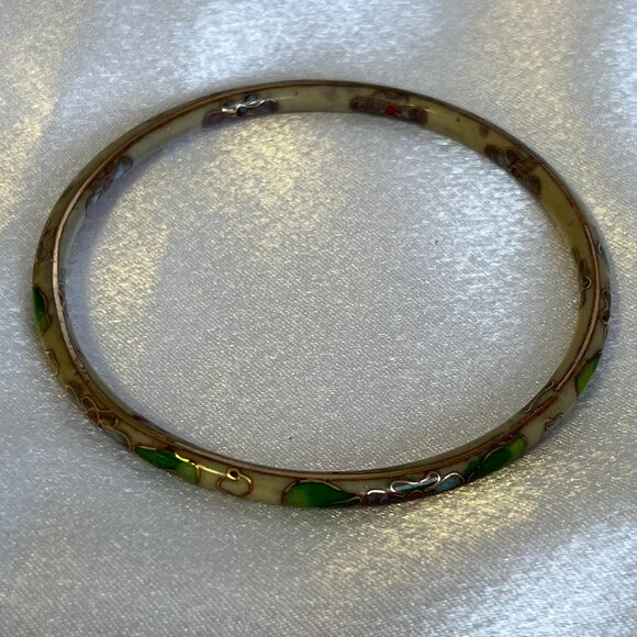 Vintage Asian‑Inspired Hand‑Painted Tan Enamel Bangle Bracelet – Buy 2/Get 3 - Picture 6 of 7